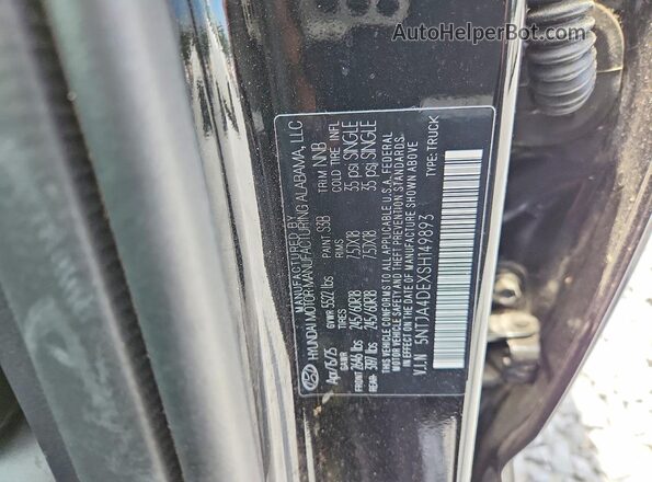 5NTJA4DEXSH149893 2025 HYUNDAI SANTA Black Widok naklejki z numerem VIN