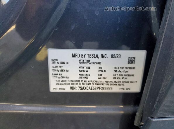 7SAXCAE58PF386925 2023 TESLA MODEL Gray 