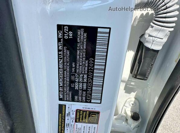 4JGFB4KB3PA912499 2023 MERCEDES-BENZ GLE White უკანა სალონის ხედი