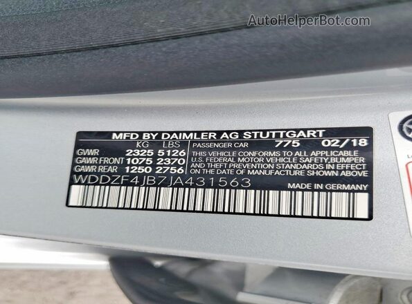 WDDZF4JB7JA431563 2018 MERCEDES-BENZ E Silver 