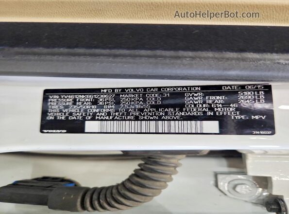 YV4612NK6G1238627 2016 VOLVO XC70 White 