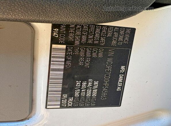 WD3PE7CD0HP545863 2017 MERCEDES-BENZ SPRINTER White 