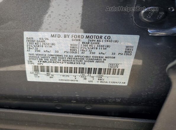 1FMUK8DH2TGB23512 2026 FORD FORD EXPLORER Gray 