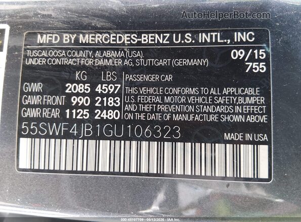 55SWF4JB1GU106323 2016 MERCEDES-BENZ C-CLASS Серый Вид подкапотного пространства