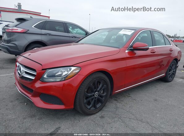 55SWF4JB4JU236684 2018 MERCEDES-BENZ C-CLASS Red Առջևի ձախ երեք քառորդ տեսարան