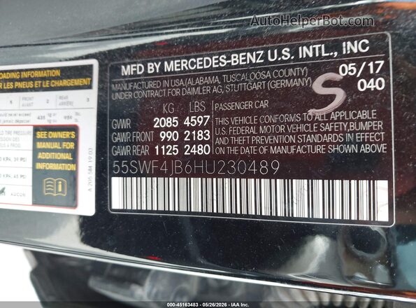 55SWF4JB6HU230489 2017 MERCEDES-BENZ C-CLASS Black Engine compartment view