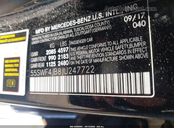 55SWF4JB8JU247722 2018 MERCEDES-BENZ C-CLASS Black Շարժիչի բաժամունքի տեսք
