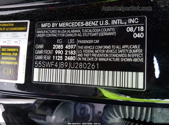 55SWF4JB9JU280261 2018 MERCEDES-BENZ C-CLASS Черный Вид подкапотного пространства