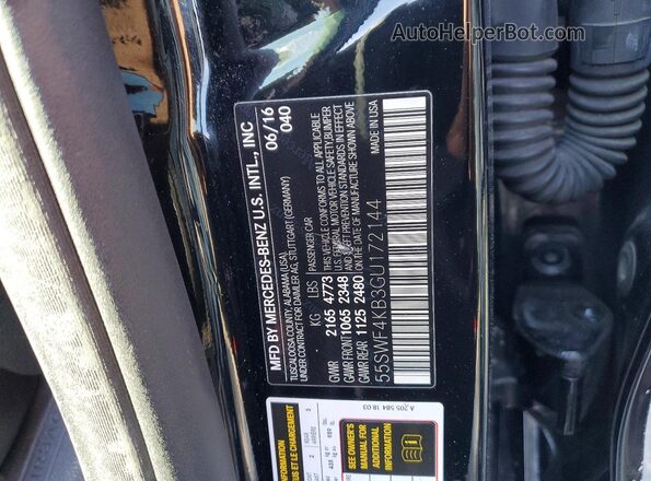 55SWF4KB3GU172144 2016 MERCEDES-BENZ C Black Вид наклейки з VIN-кодом