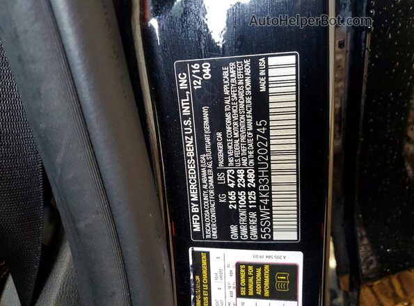 55SWF4KB3HU202745 2017 MERCEDES-BENZ C Черный 