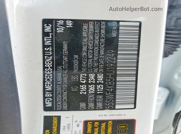 55SWF4KB5HU192249 2017 MERCEDES-BENZ C Черный 