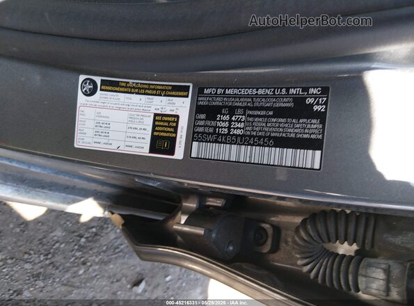55SWF4KB5JU245456 2018 MERCEDES-BENZ C-CLASS Gray Вид підкапотного простору