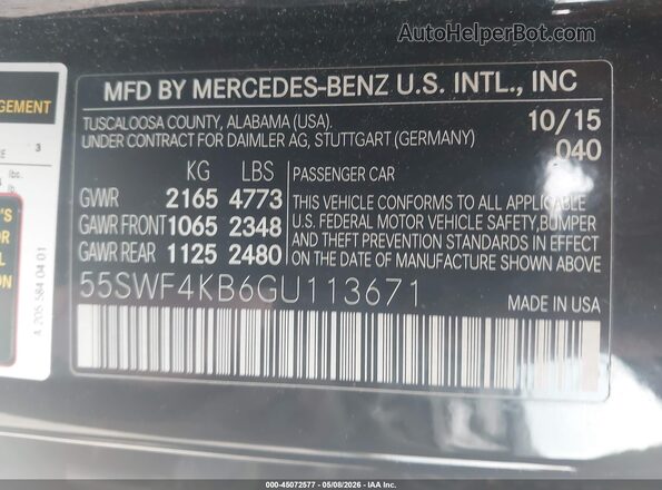 55SWF4KB6GU113671 2016 MERCEDES-BENZ C-CLASS Black Շարժիչի բաժամունքի տեսք