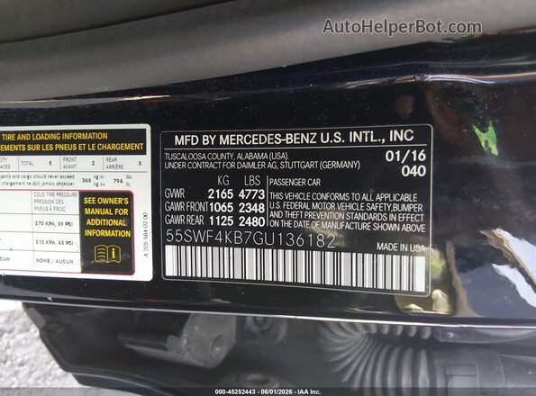 55SWF4KB7GU136182 2016 MERCEDES-BENZ C-CLASS Black 
