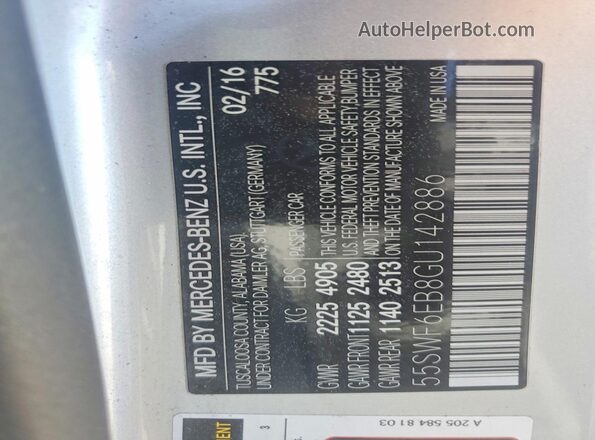 55SWF6EB8GU142886 2016 MERCEDES-BENZ C Серебряный Вид подкапотного пространства