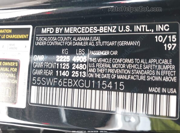 55SWF6EBXGU115415 2016 MERCEDES-BENZ C-CLASS Черный Вид подкапотного пространства