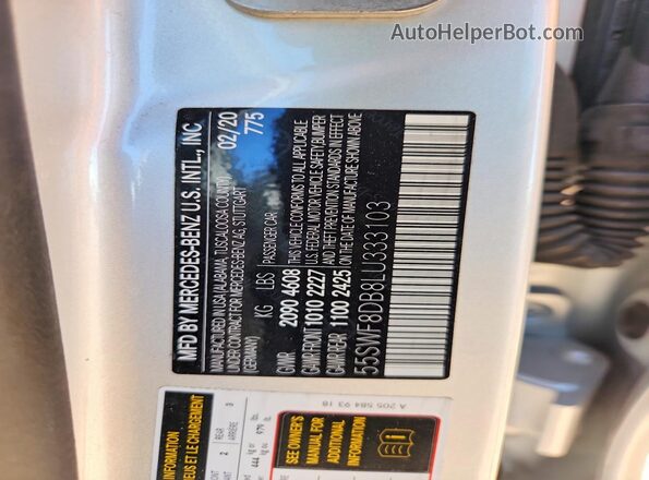 55SWF8DB8LU333103 2020 MERCEDES-BENZ C Серебряный Вид подкапотного пространства