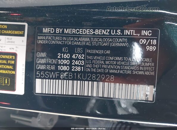 55SWF8EB1KU282928 2019 MERCEDES-BENZ C-CLASS Gray Vista del compartimento del motor