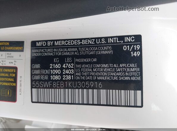 55SWF8EB1KU305916 2019 MERCEDES-BENZ C-CLASS Белый Вид подкапотного пространства