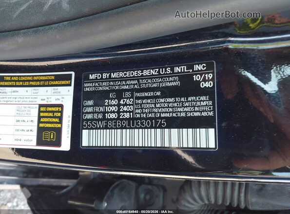 55SWF8EB9LU330175 2020 MERCEDES-BENZ C-CLASS Black Engine compartment view