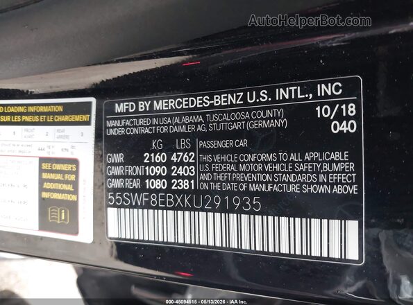 55SWF8EBXKU291935 2019 MERCEDES-BENZ C-CLASS Black Շարժիչի բաժամունքի տեսք