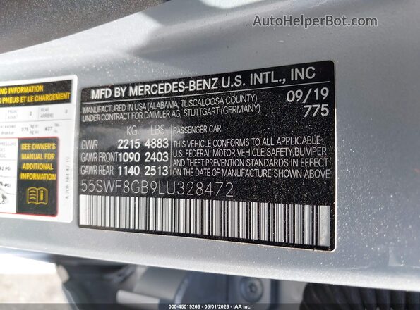 55SWF8GB9LU328472 2020 MERCEDES-BENZ AMG C 63 Silver ძრავის განყოფილების ხედი