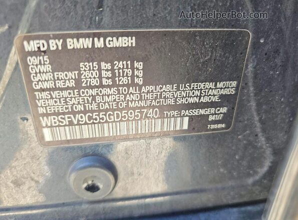 WBSFV9C55GD595740 2016 BMW M5 Gray Widok tylnych siedzeń