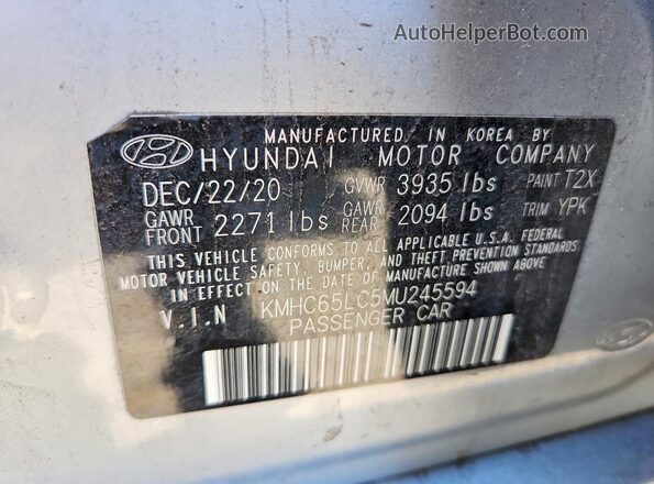 KMHC65LC5MU245594 2021 HYUNDAI IONIQ Silver Панорамний вид салону 360°