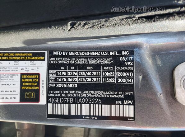4JGED7FB1JA093226 2018 MERCEDES-BENZ GLE Серый 
