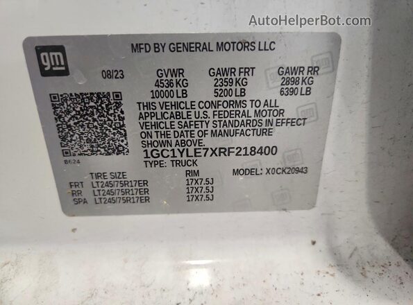 1GC1YLE7XRF218400 2024 CHEVROLET SILVERADO White Widok komory silnika