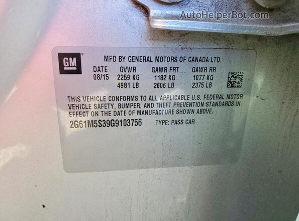 2G61M5S39G9103756 2016 CADILLAC XTS Silver 