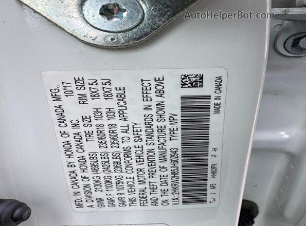 2HKRW2H85JH602943 2018 HONDA CR-V White 