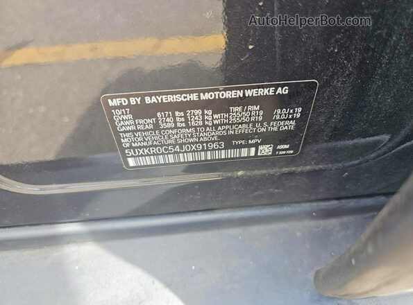 5UXKR0C54J0X91963 2018 BMW X5 Gray 