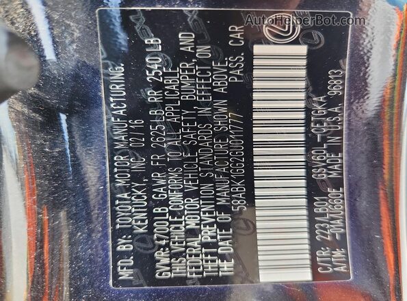 58ABK1GG2GU011777 2016 LEXUS ES Black Vista del compartimento del motor