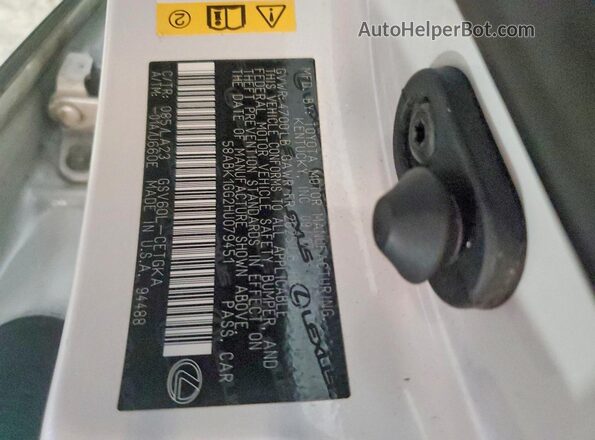 58ABK1GG2HU079451 2017 LEXUS ES Белый Вид наклейки с VIN-кодом