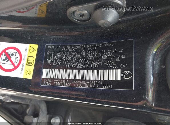 58ABK1GG7HU048485 2017 LEXUS ES 350 Black 