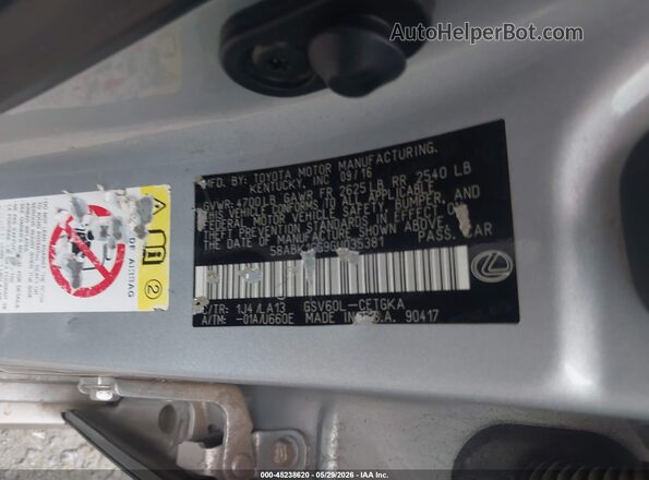 58ABK1GG9GU035381 2016 LEXUS ES 350 Серебряный Вид подкапотного пространства