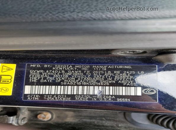 58ABZ1B18KU014626 2019 LEXUS ES Black 