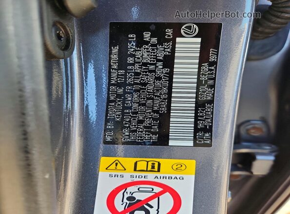 58ABZ1B18KU017719 2019 LEXUS ES Серый Вид подкапотного пространства