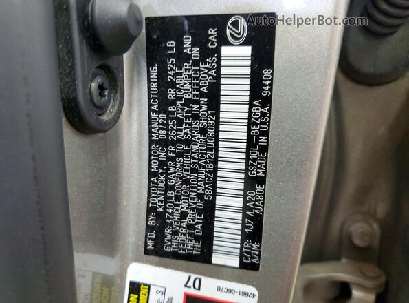 58ACZ1B12LU080921 2020 LEXUS ES Silver Widok komory silnika