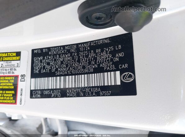58ADA1C10SU059638 2025 LEXUS ES 300H White Engine compartment view