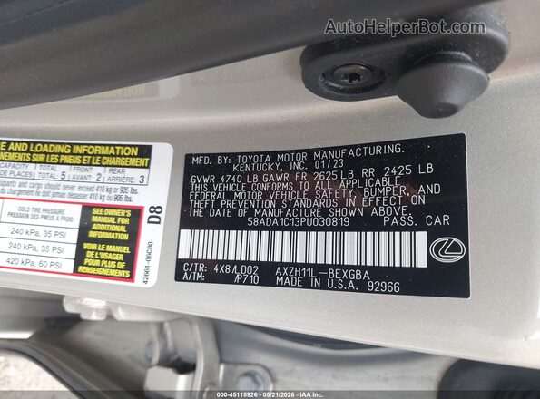 58ADA1C13PU030819 2023 LEXUS ES 300H Gold Vista del compartimento del motor