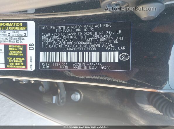 58ADA1C15PU031308 2023 LEXUS ES 300H Black Շարժիչի բաժամունքի տեսք