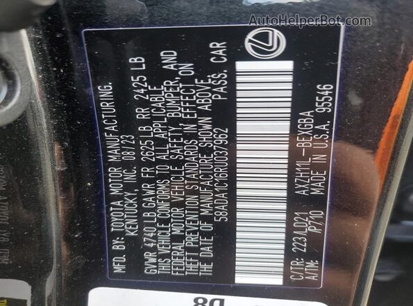 58ADA1C16RU037962 2024 LEXUS ES Black 