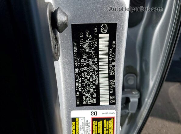 58ADA1C18RU043830 2024 LEXUS ES Silver Вид наклейки з VIN-кодом