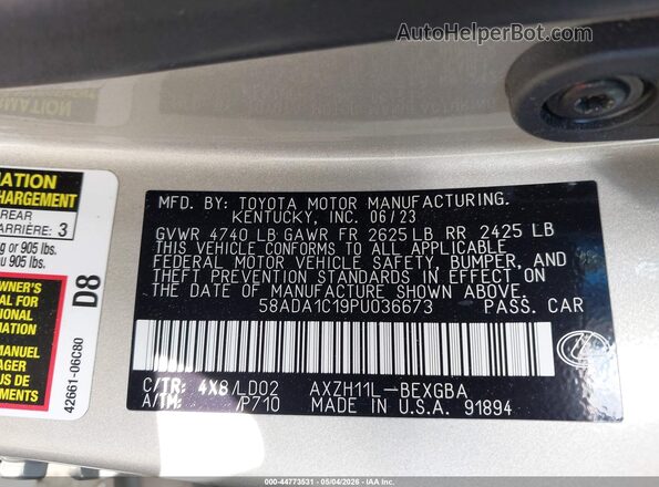 58ADA1C19PU036673 2023 LEXUS ES 300H Beige Engine compartment view