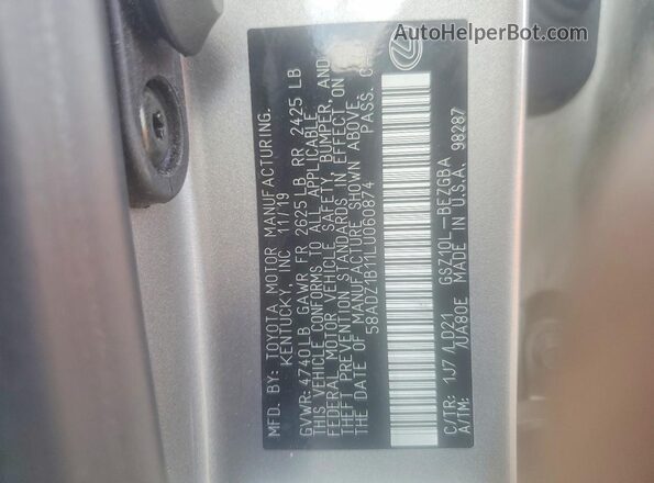 58ADZ1B11LU060874 2020 LEXUS ES Beige VIN sticker view