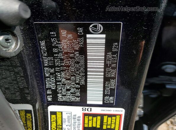 58ADZ1B13MU088693 2021 LEXUS ES Black Вид підкапотного простору
