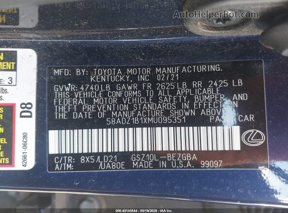 58ADZ1B1XMU095351 2021 LEXUS ES 350 Dark Blue Вид подкапотного пространства
