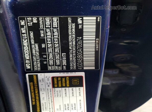 4JGDA5JB0GA703674 2016 MERCEDES-BENZ GLE-CLASS Синий 